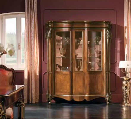 Vitrinekast hout luxe woonkamer meubelen glazen kast bruin nieuw