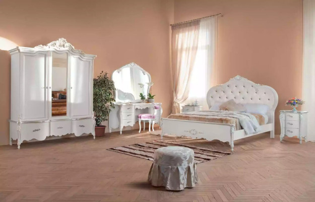Witte kledingkast Massief houten meubels Slaapkamer Designer glazen deuren