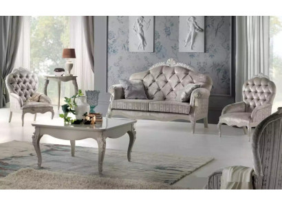 Bankstel 2-zits set Fluwelen fauteuil Salontafel Luxe banken Stof