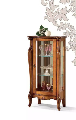 Klassieke bruine glazen vitrine Luxe houten meubelen Glazen deur Woonkamer meubels