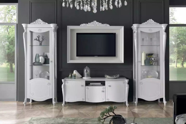 Wandmeubel Wit Stijl Design Tv-meubel TV-frame Glas Kast rtv tv Nieuw