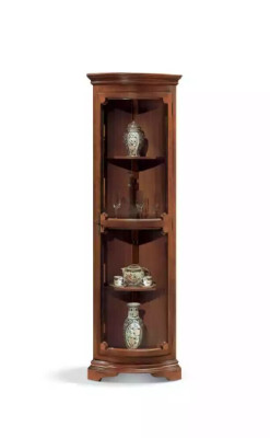 Eckvitrine Woonkamer meubels Dressoir Houten vitrinekast Bruin Nieuw