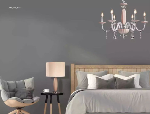 Stijlvolle moderne beige hangende plafondlamp met 6 gloeilampen nieuw