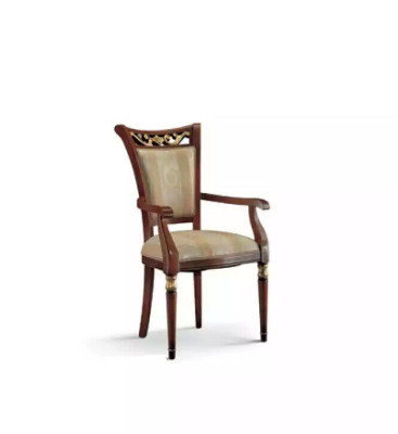 Stoel luxe design armstoel hout gestoffeerd art deco eetkamer meubels hout