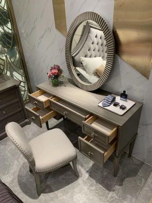 Kaptafel Spiegel Krukje Luxe Compleet Slaapkamer Set 3-delig Houten Consoletafels