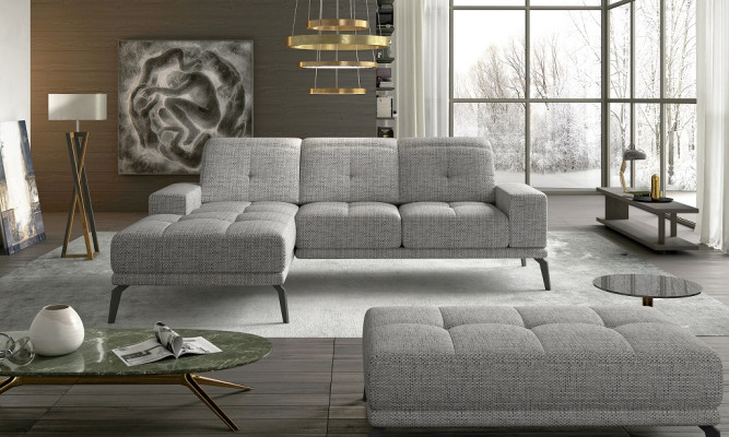 Designer bank bank hoekbank textielstoffering woonkamer set L-vormig blauw