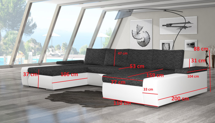 XXL Grote slaapbank Relax woonkamer hoekbank set Bekleding Bank Hoekbank