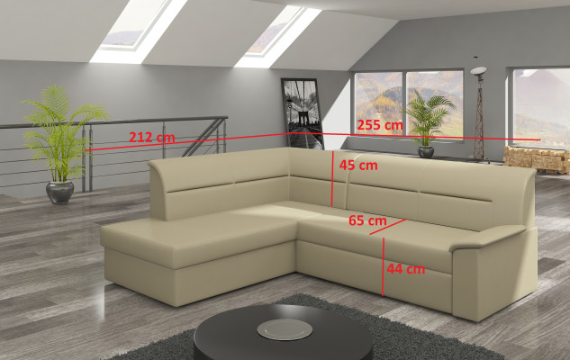Ontwerp hoekbank Elano L-vorm slaapfunctie bank leder textiel sofa's