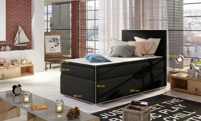 Boxspring Bed Hotel Bedden 90x200cm Leer Compleet Bedframe Topper