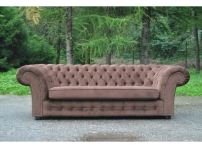 Bank 3-zits stofdesign bank gestoffeerde banken textiel modern chesterfield beige