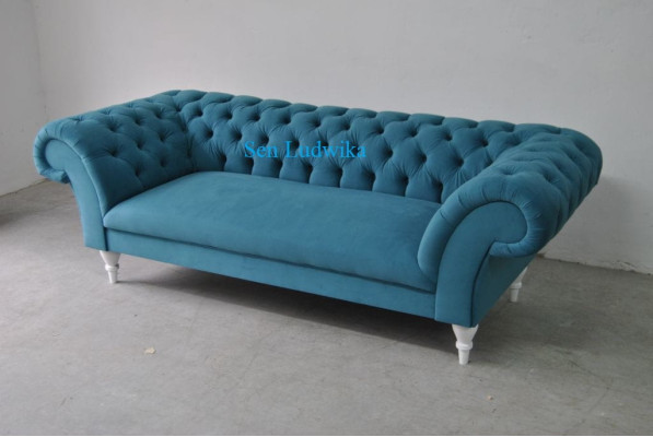 Textiel 3-zits Blauw Stof Ontwerp Bank Bekleding Bankstellen Modern Bank Chesterfield