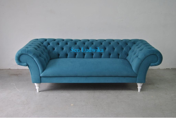 Textiel 3-zits Blauw Stof Ontwerp Bank Bekleding Bankstellen Modern Bank Chesterfield