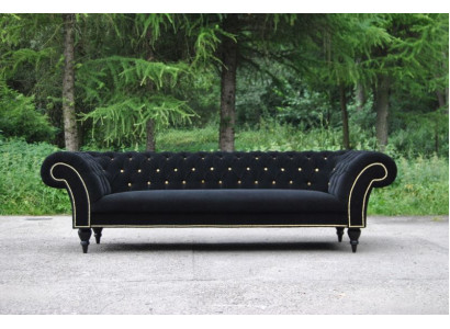 Stof Ontwerp Bank Bekleding Textiel Moderne Bank Chesterfield 3-Zits Zwart