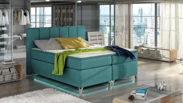 Luxe designer gestoffeerd bed bedden design bed boxspring textiel 180x200 nieuw.