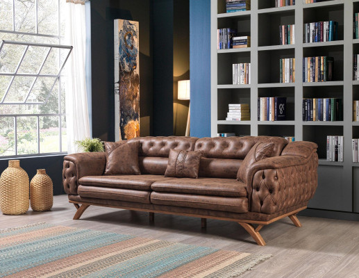 Sofa-set 3 3 1 1-zitsbank bekleding Chesterfield meubelsetten Zitmeubelen
