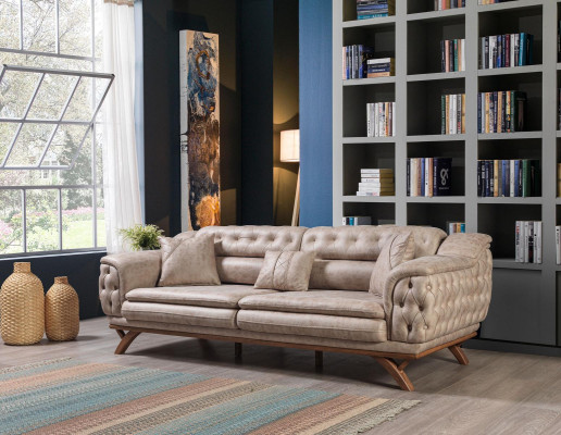 Sofa-set 3 3 1 1-zitsbank bekleding Chesterfield meubelsetten Zitmeubelen