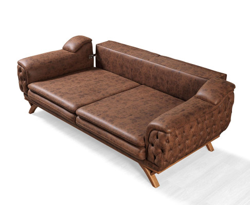 Bankstel 3-zits Chesterfield stof bank gestoffeerd bankstellen kunstleer banken