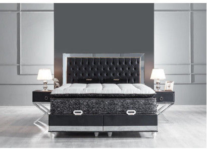 Slaapkamer set zwart metalen bed 2x nachtkastjes luxe nieuw 3-delig.