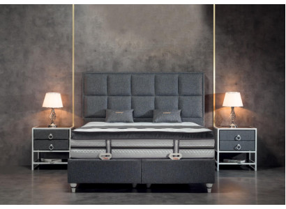 Slaapkamer set Grijs Bed Ontwerp Modern Luxe 2x Nachtkastjes 3-dlg.