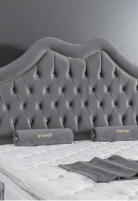 Bed Grijs Tweepersoonsbed Boxspring Bedden Stijl Stof Chesterfield 160x200