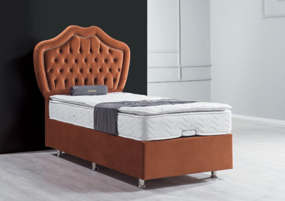 Bed Bruin Eenpersoons boxspring Bedden Luxe Slaapkamer Chesterfield