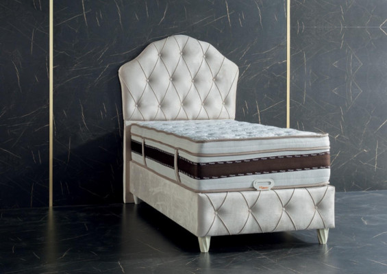 Bed wit Eenpersoonsbed Slaapkamer Boxspringbed Chesterfield Stijl Bedden