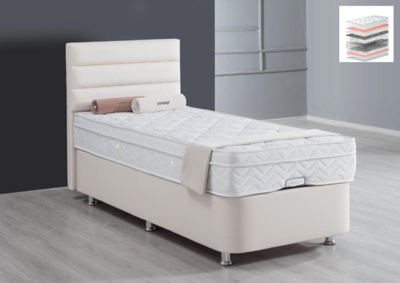 Bed Beige Single bed Metal Modern Bedroom Beds Furniture 120x200