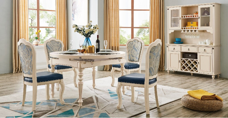 Klassieke eetkamerset tafel met 4 stoelen set stoelgroep tafels 5-delig