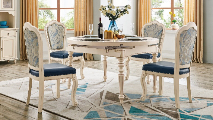 Klassieke eetkamerset tafel met 4 stoelen set stoelgroep tafels 5-delig