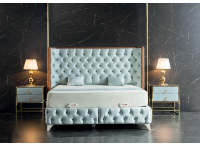 Slaapkamer set Wit Metaal Bed Chesterfield Luxe Stijl 2x Nachtkastjes 3-delig.