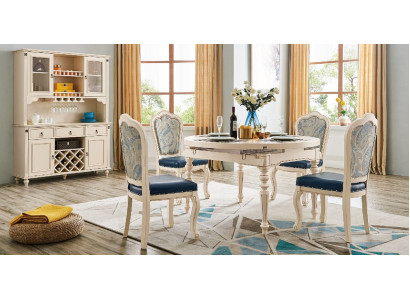 Groep eetkamer tafel 4x stoel set houten meubels ronde 5-delige set.