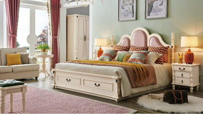3-delige set slaapkamer, 2x nachtkastje hout designbed luxe klassiek nieuw.
