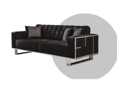 Driepersoons bankbank meubilair inrichting banken banken zwart bekleding