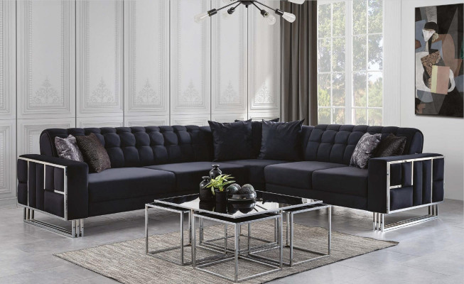 Luxe hoekbank van textiel stoffering Meubels hoekbank met metalen elementen Bank Sofa