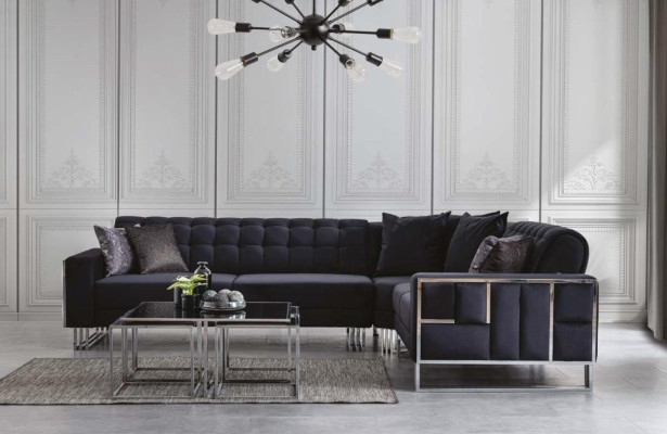 Luxe hoekbank van textiel stoffering Meubels hoekbank met metalen elementen Bank Sofa