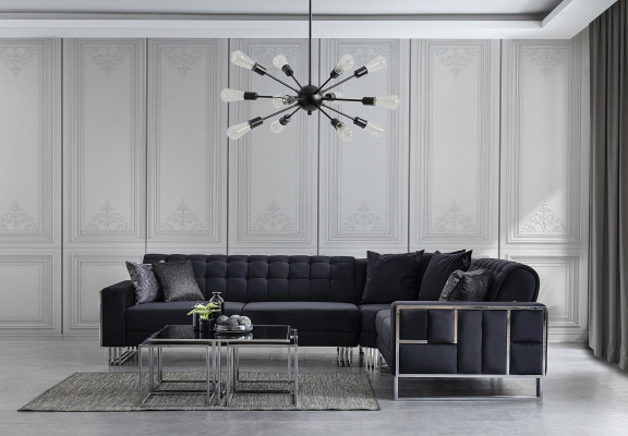 Luxe hoekbank van textiel stoffering Meubels hoekbank met metalen elementen Bank Sofa