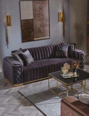 Chesterfield Bankstel Bank Bekleding Set 3-Delig. Bankstellen Fluweel