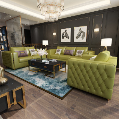 Leren bank Bank Woonlandschap Set Ontwerp Moderne banken Bank 3-zitsbank Zitplaatsen