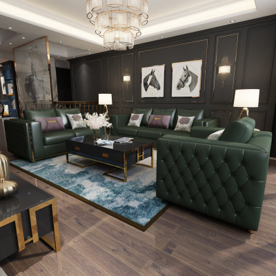 Leren bank Bank Woonlandschap Set Ontwerp Moderne banken Bank 3-zitsbank Zitplaatsen