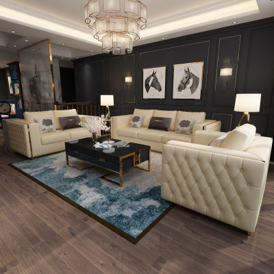 Leren bank Bank Woonlandschap Set Ontwerp Moderne banken Bank 3-zitsbank Zitplaatsen