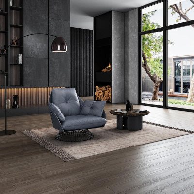 Fauteuil Ontwerp Grijs Metaal Relax Club Lounge Eenpersoons Gestoffeerd Stof Leer