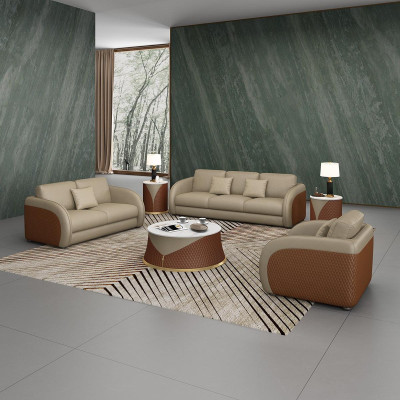 Lederen bank Bank Woonlandschap 2 zits Design Modern Sofa Tweezits Echt leer