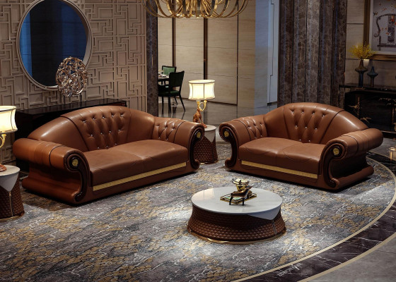 Chesterfield Bank Bank Bekleed Bank 3-zitsbank Decoratie Bekleed Leer Nieuw