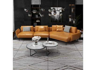 Hoekbank Bank L-vorm Leren bank Bank Woonlandschap Set Trapezium Moderne banken