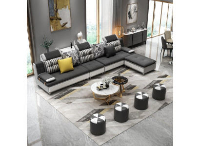 Woonlandschap hoekbank L-vorm Moderne bank Leren bank Hoekbank Bekleding