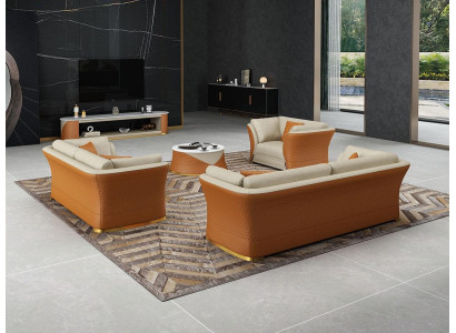 Driepersoons Italiaanse stijl meubelbank 3-zits modern lederen bankstel