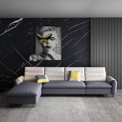 Woonlandschap Bank Bekleding Textiel Stof Leer Zitgroep L-Vorm Hoekbank