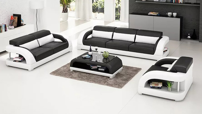 Woonlandschap bankstel 3+2+1 zits Designer bankstel Leren bankstel Moderne bankstel