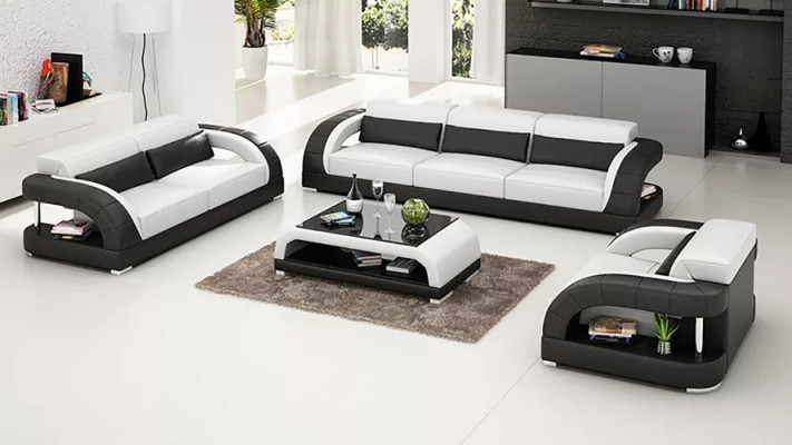 Woonlandschap bankstel 3+2+1 zits Designer bankstel Leren bankstel Moderne bankstel