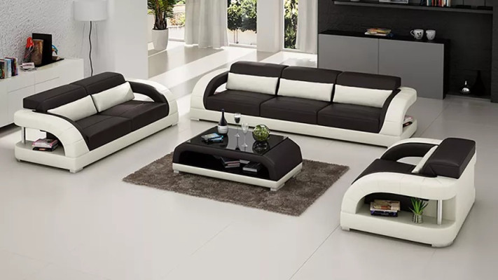 Woonlandschap bankstel 3+2+1 zits Designer bankstel Leren bankstel Moderne bankstel